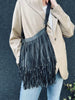 Crossbody COW BLACK - met franjes