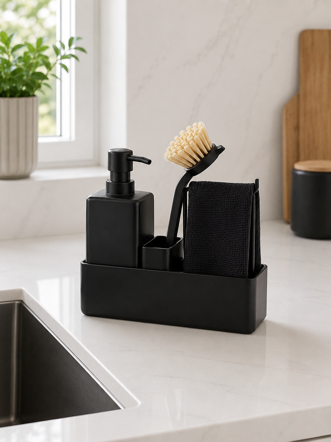Dispenser met borstel en doek