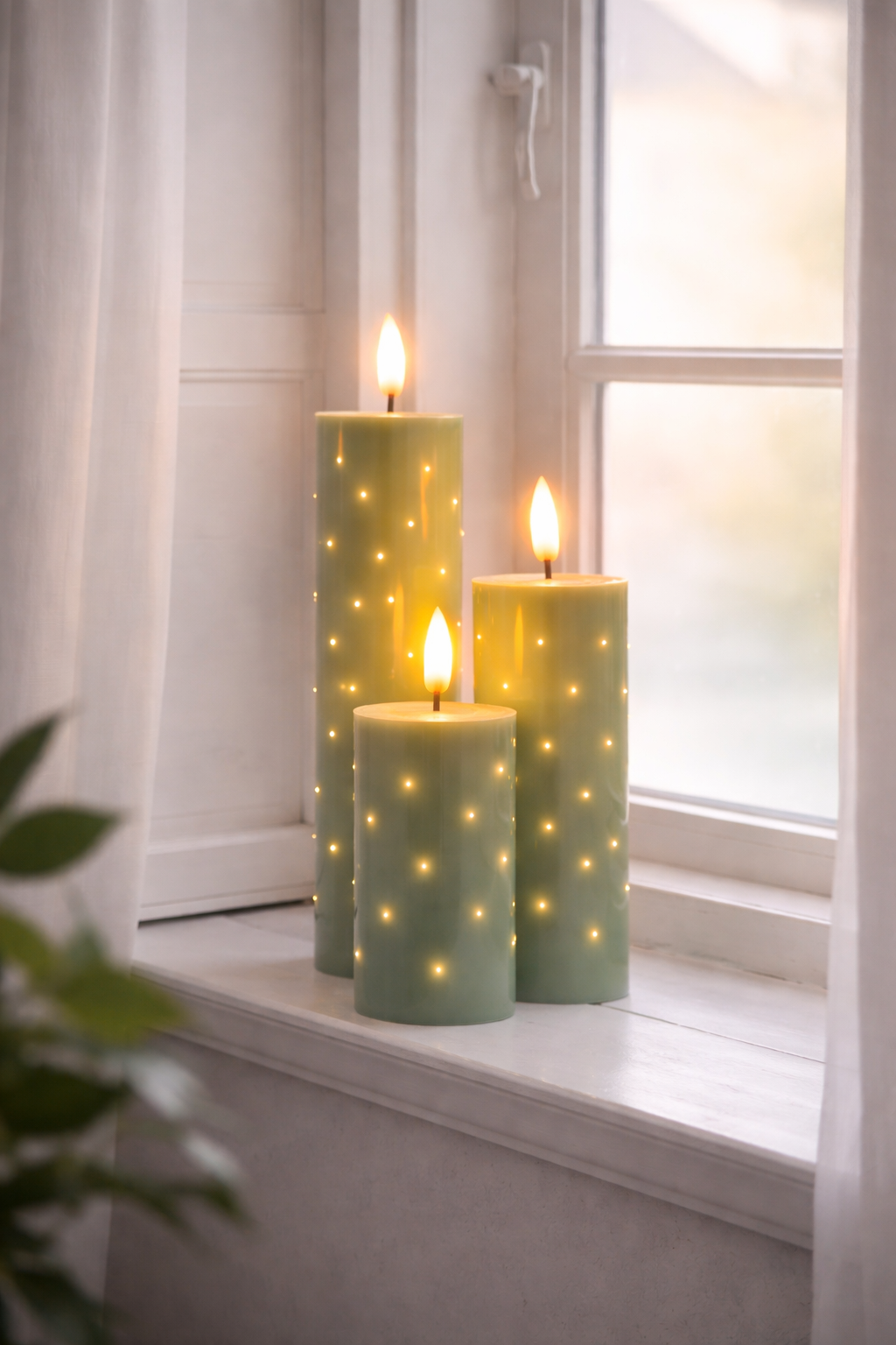 LED Blokkaars TWINKLE Groen - Set van 3 st.