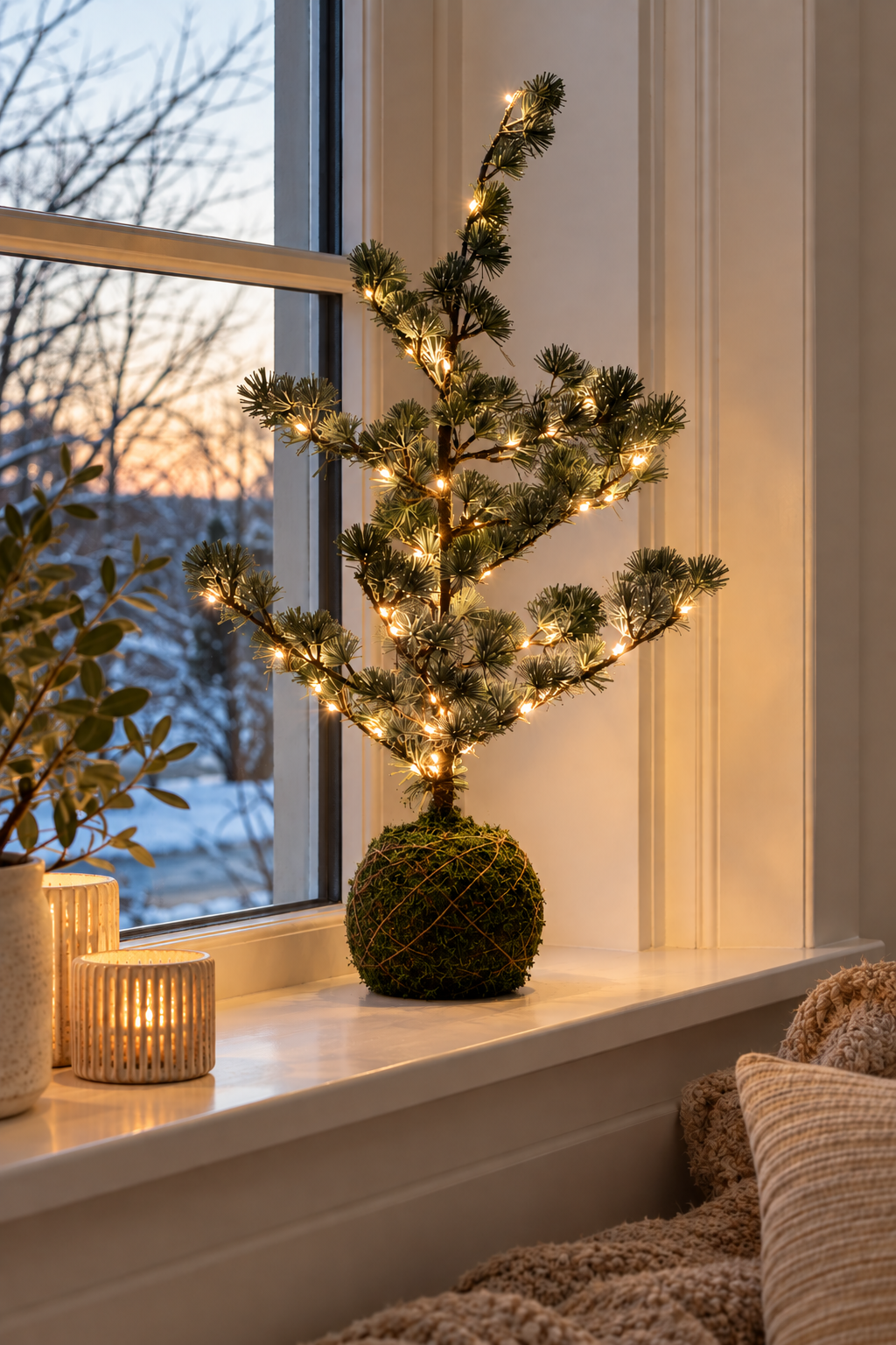 Cederboom met lichtslinger 65 cm