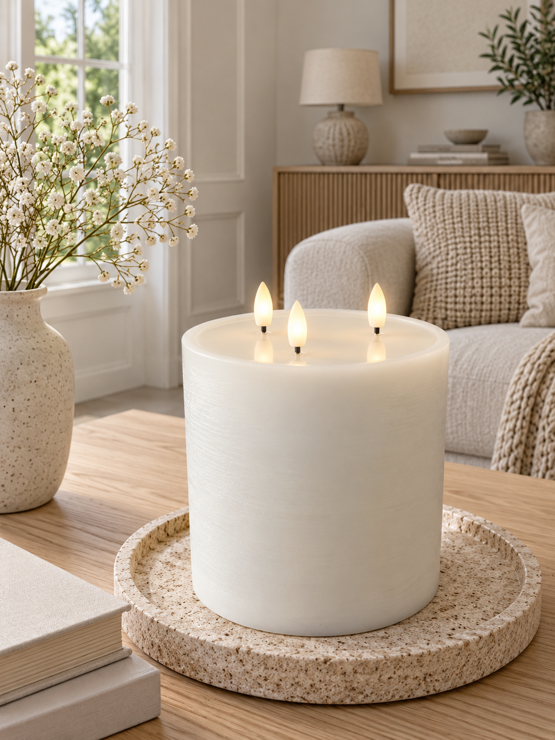 LED blokkaars met 3 lonten - Whisper white