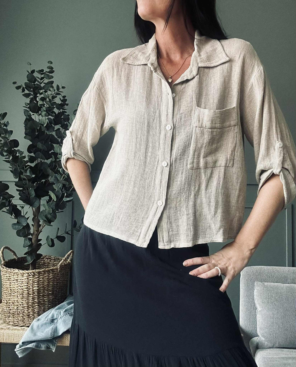 Blouse Milla - Linnenmix beige