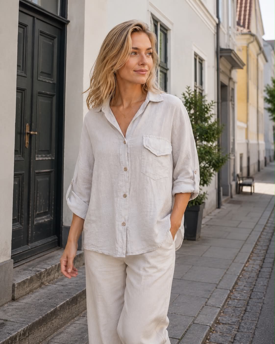 Linnen blouse - Sabbia