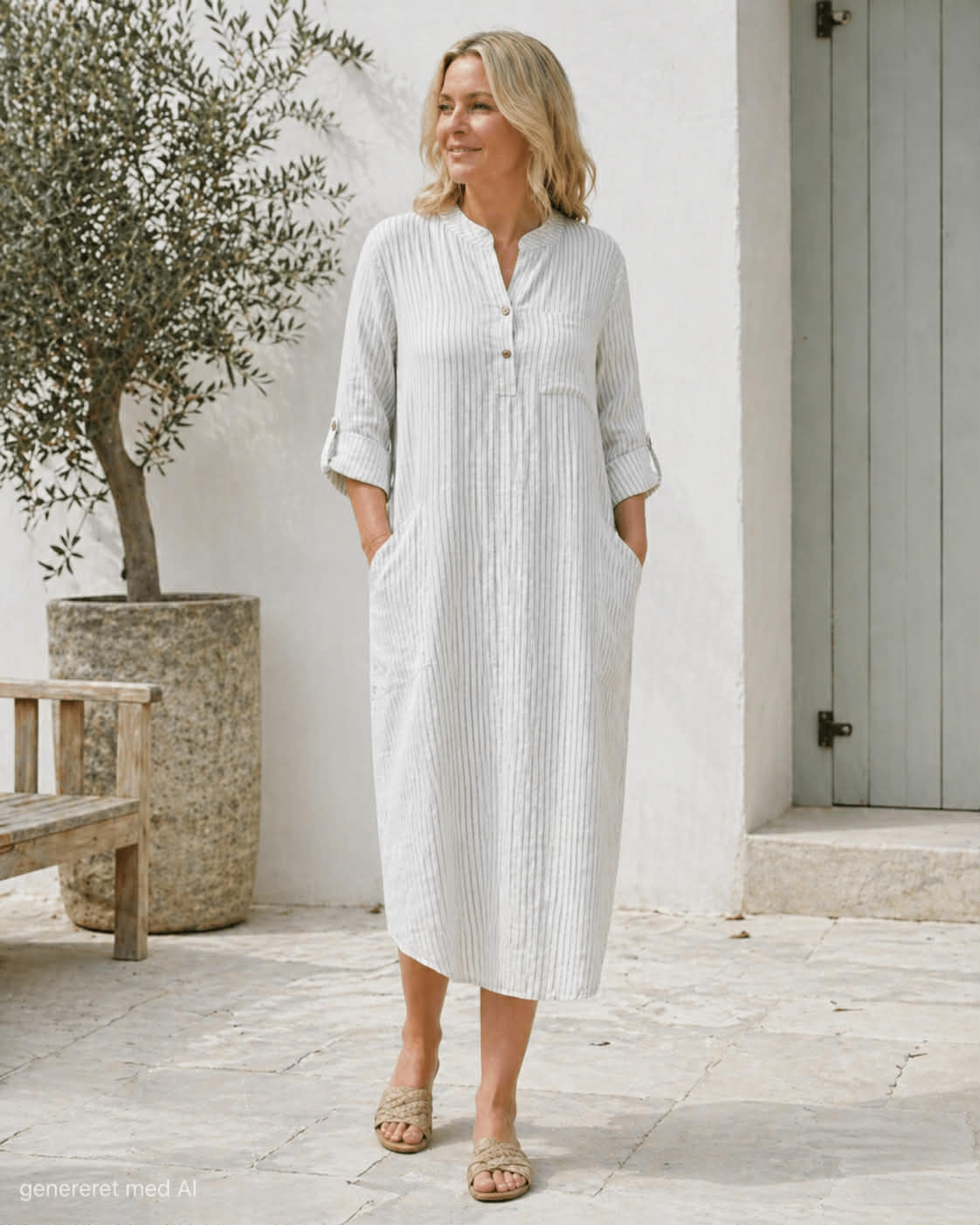 Jurk Linnen – Grey Stripe