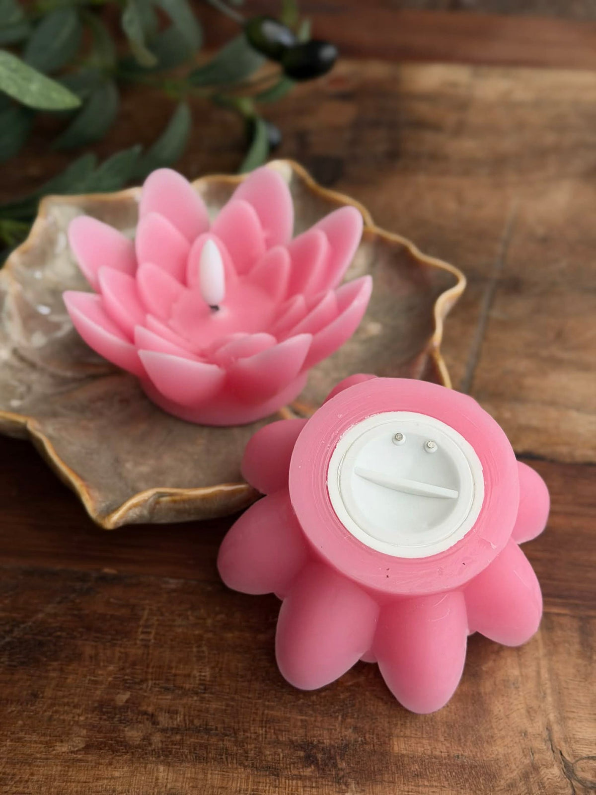 Drijvende kaarsen met timer - Set van 2 stuks. Roze Lotus