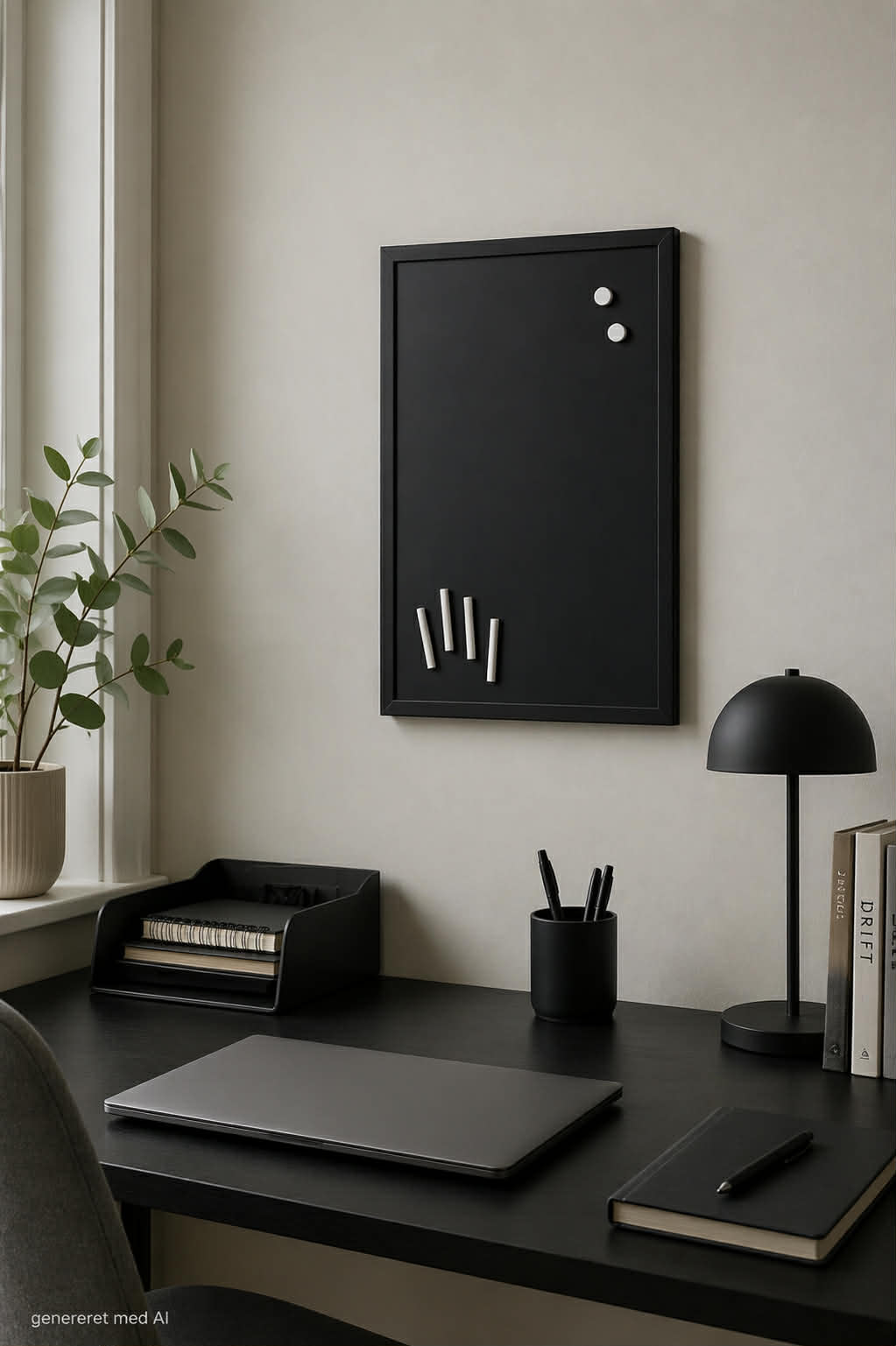 Magnetisch krijtbord zwarte lijst, 40 x 60 cm.