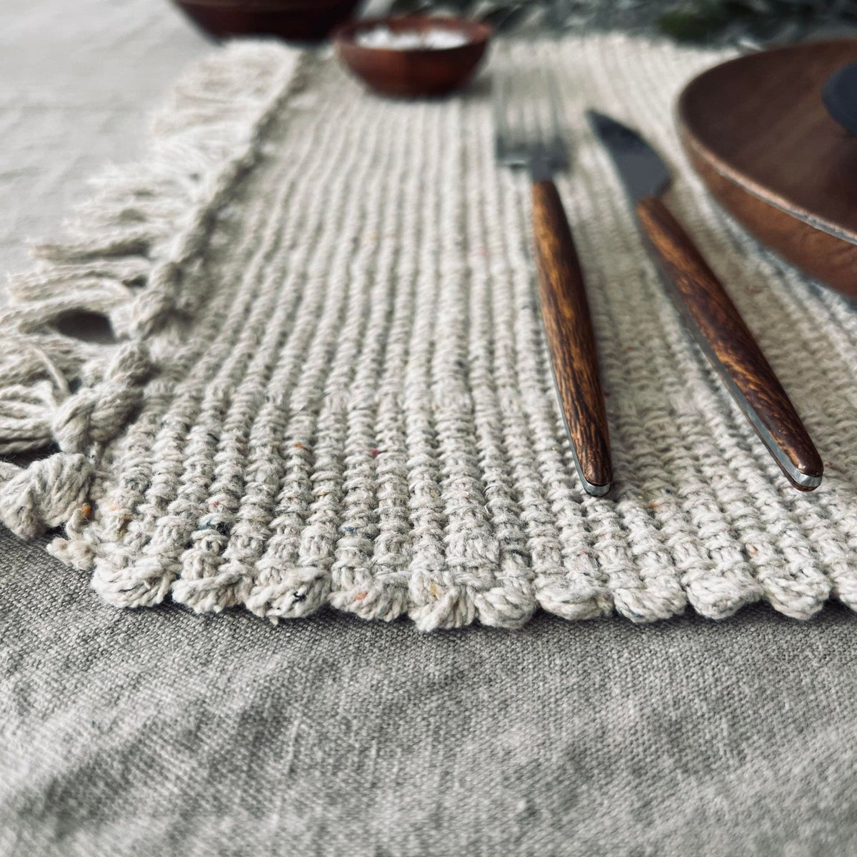 Dækkeserviet Natur - Recycling Cotton - VIAMAJA.DK