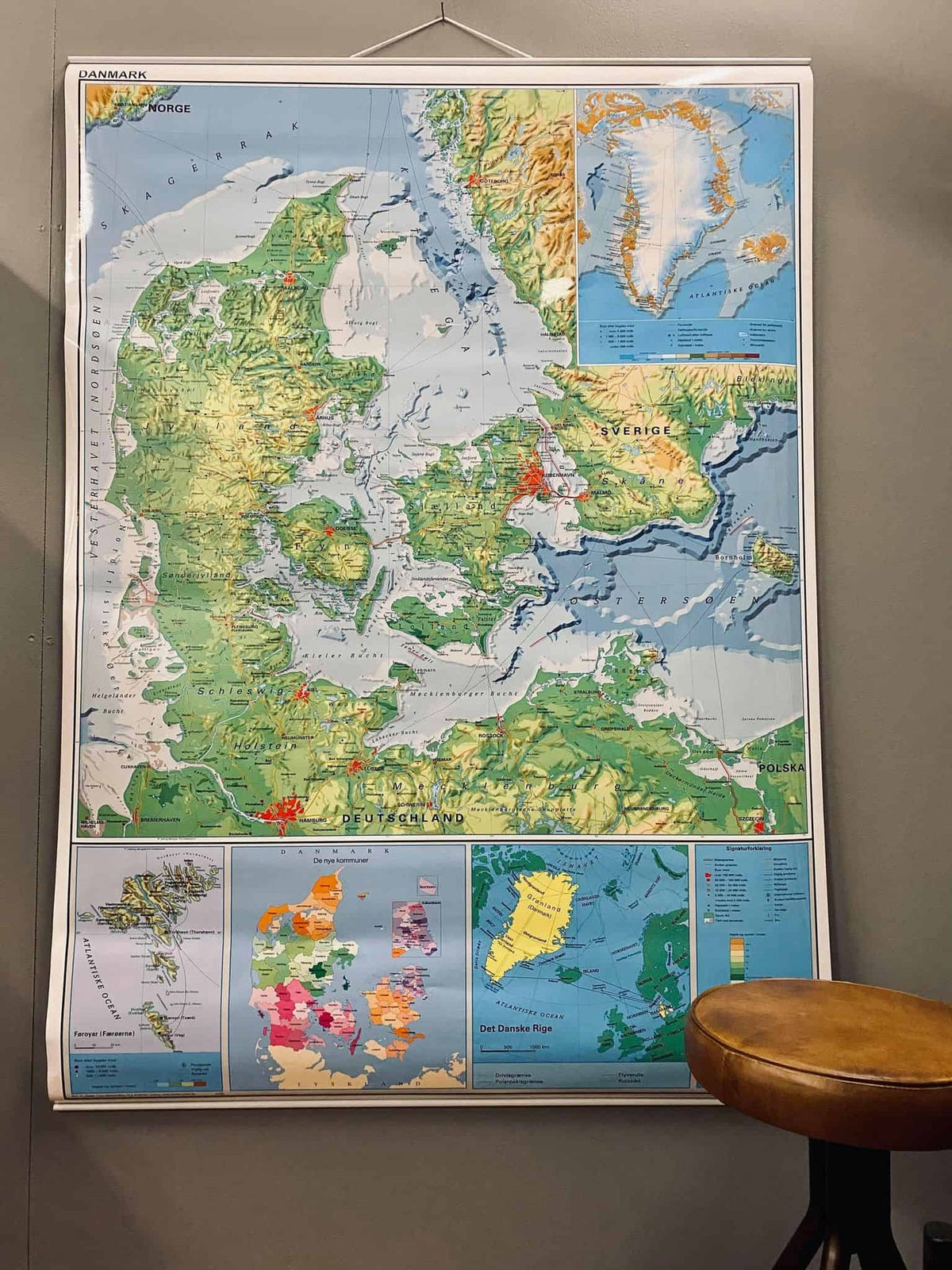 Danmarks kort - 97x137cm - VIAMAJA.DK