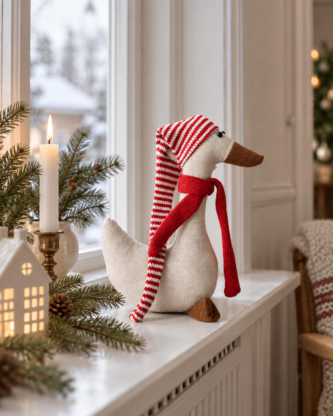 Kerst eend met muts - Medium