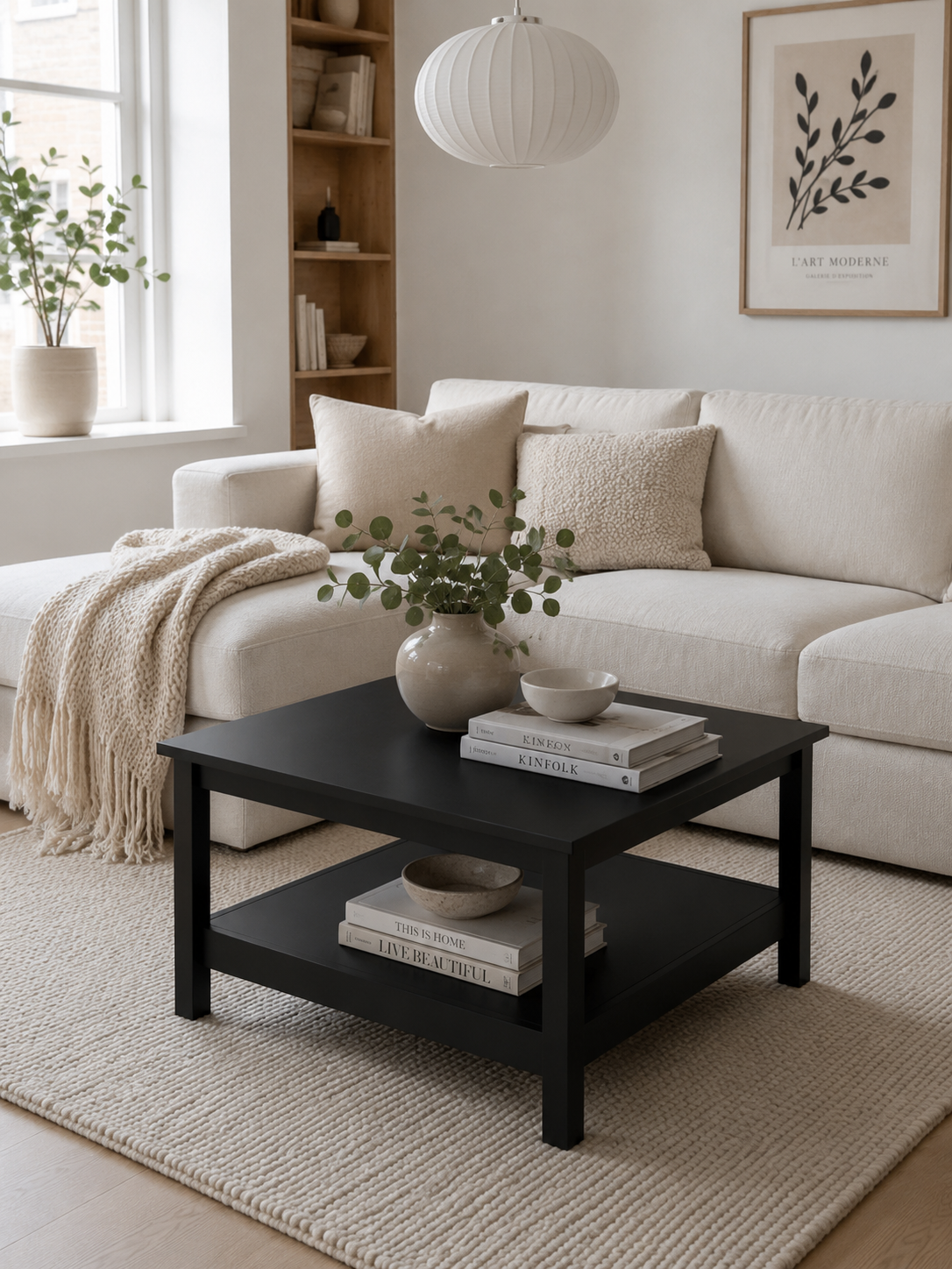 Salontafel met plank - Zwart
