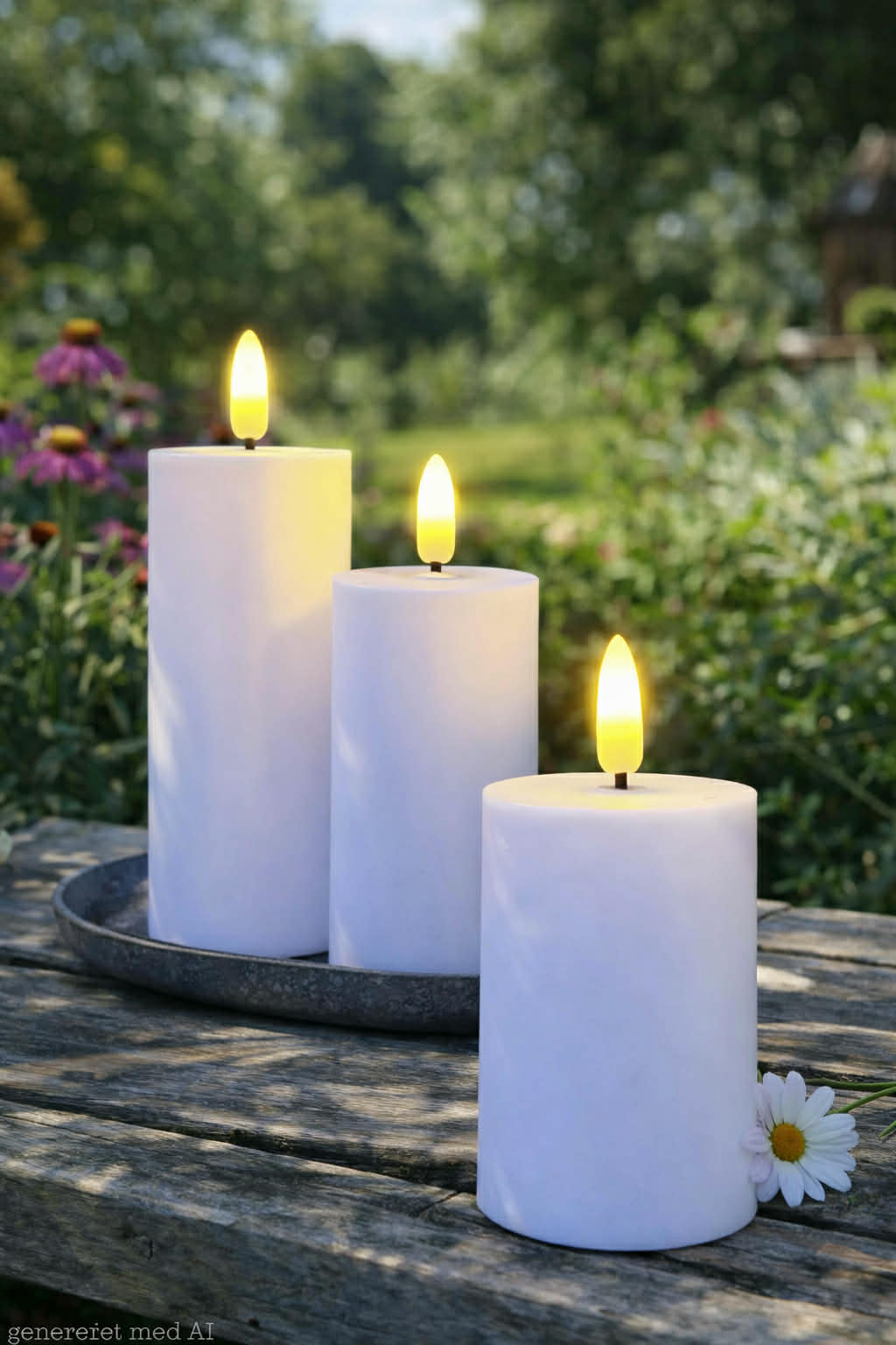 LED Outdoor Blokkaarsen Set van 3 stuks - Wit