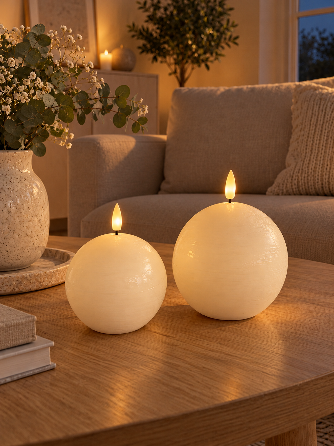 Bolkaarsen 2 stuks met afstandsbediening - Whisper white