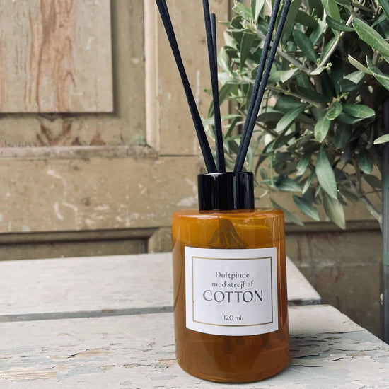 Duftepinde Gul flaske - Cotton 120ml - VIAMAJA.DK