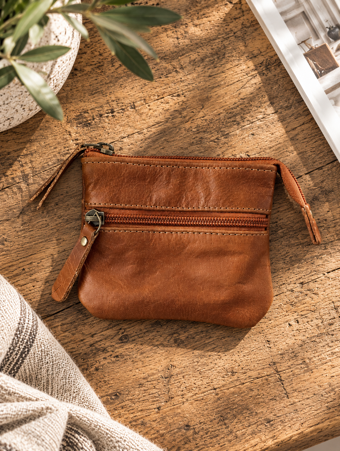 Portemonnee Cognac Buffelleer