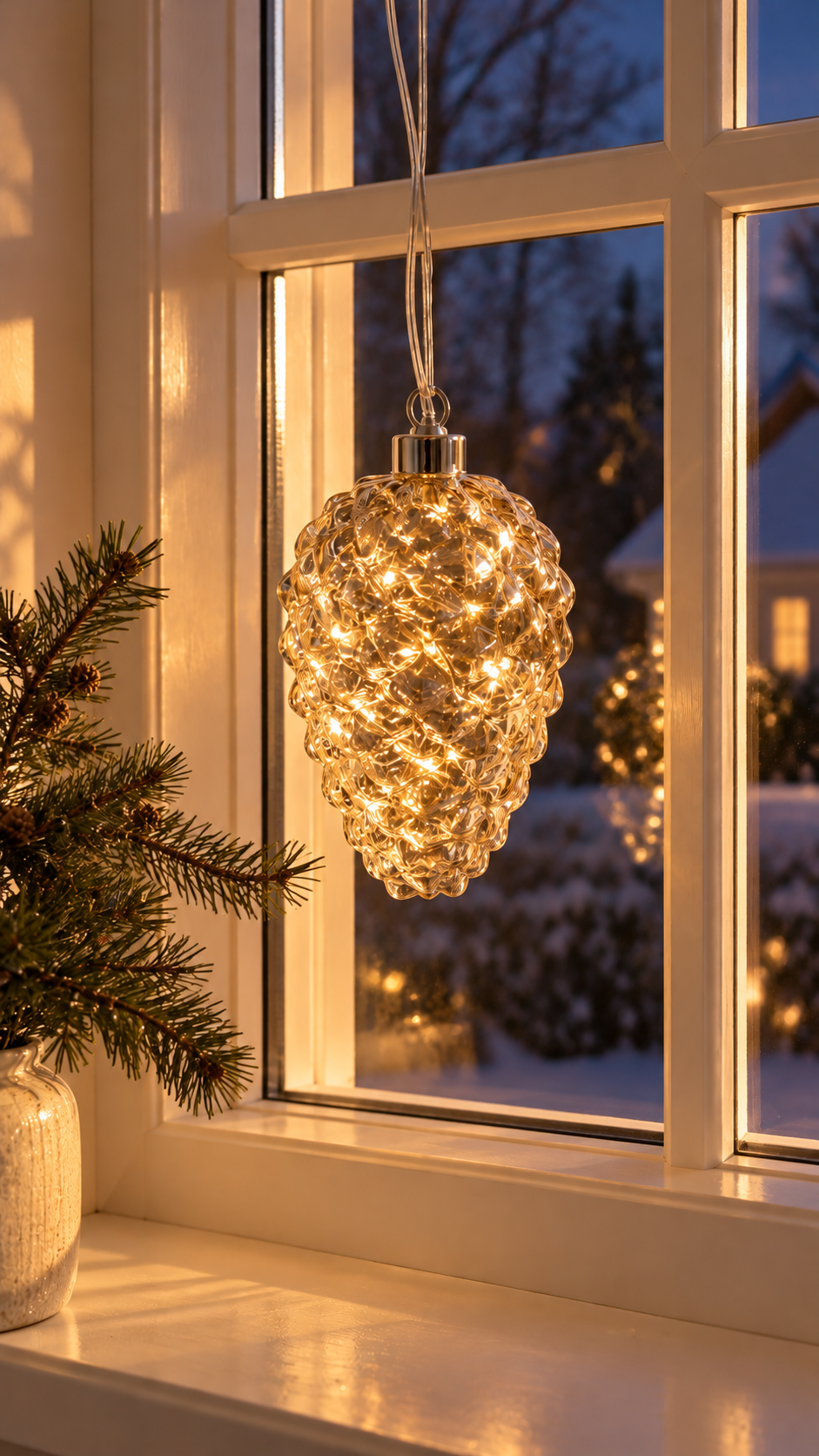 Dennenappel met licht – glazen LED-decoratie