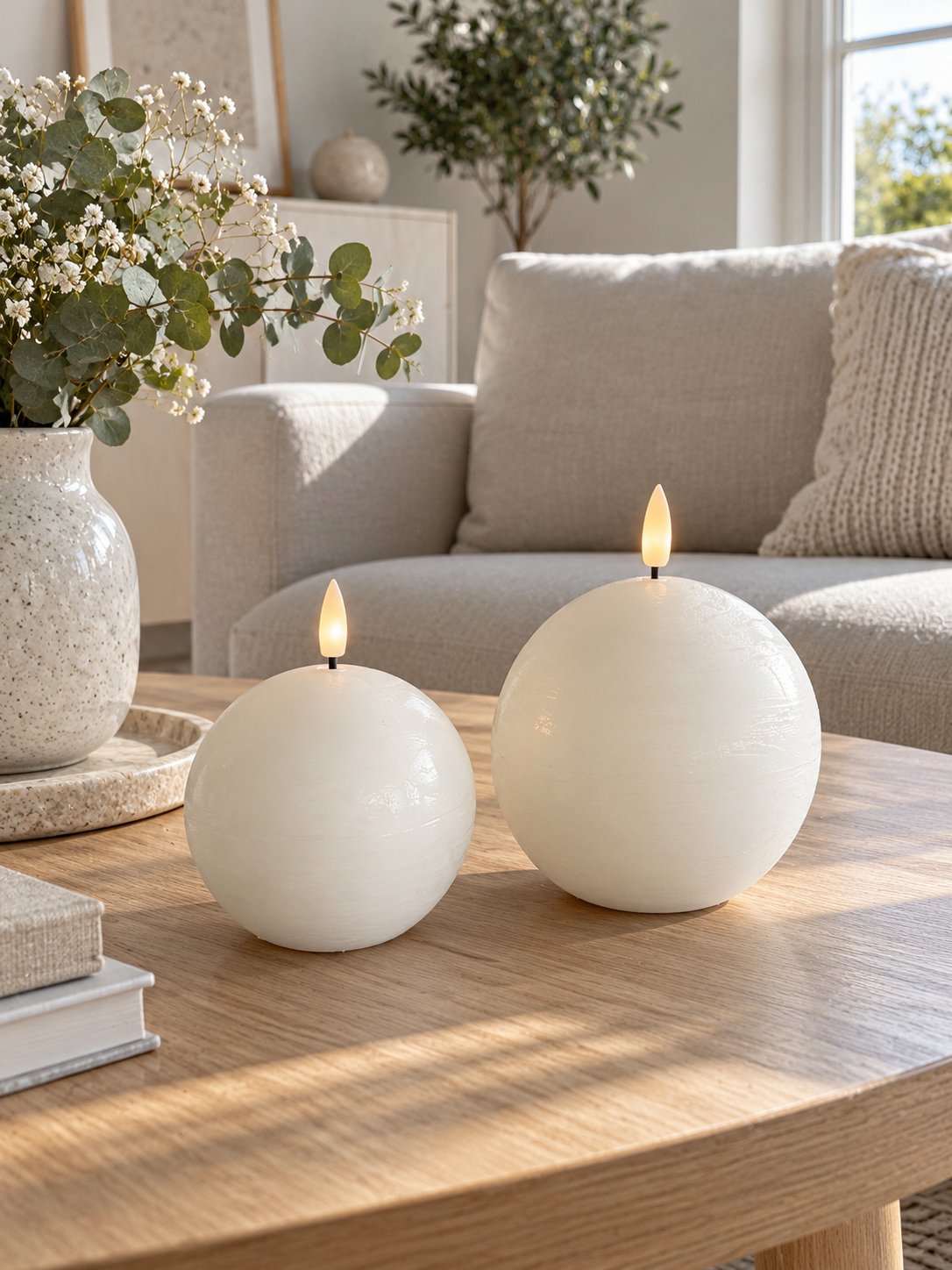 Bolkaarsen 2 stuks met afstandsbediening - Whisper white