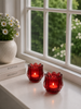 Theelichthouder rode tulp - set van 2 stuks