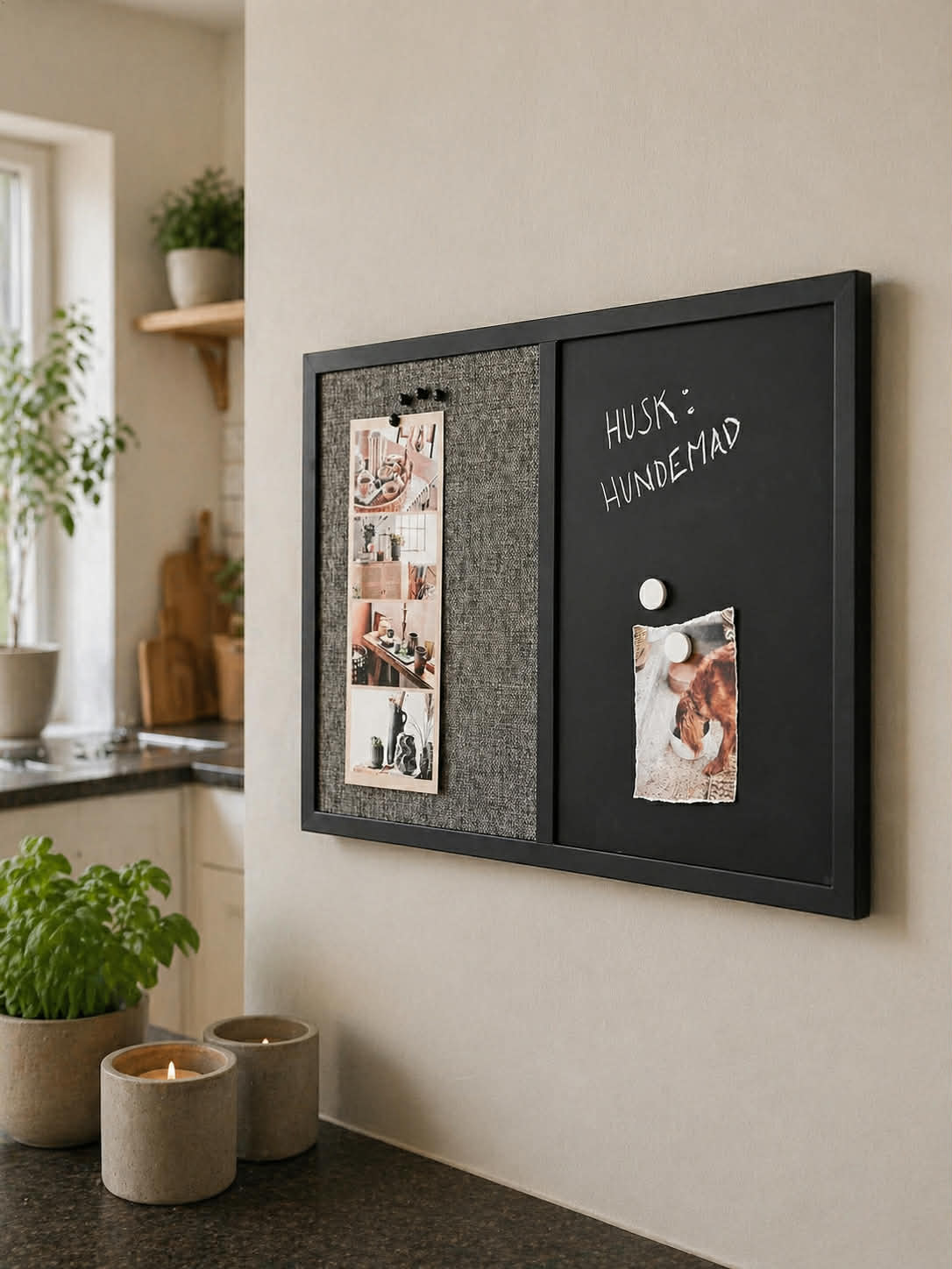 Prikbord - Combi met hessian en krijt