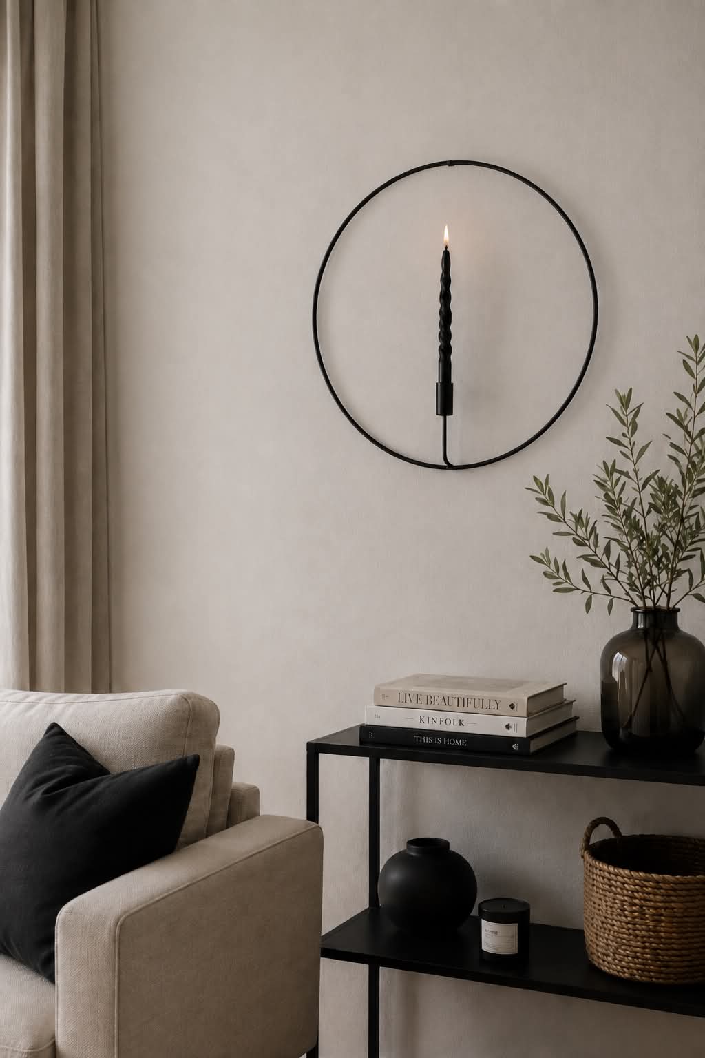 VIAMAJA Cirkel kandelaar – Zwart – Ø 44 cm