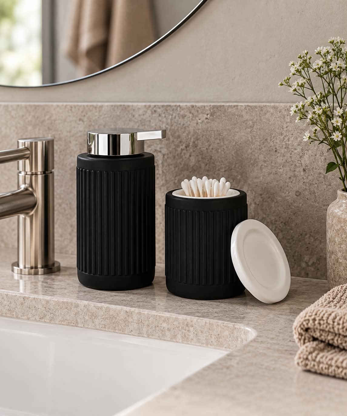 Opbergpot Daily Soft – Wit/Zwart Porselein