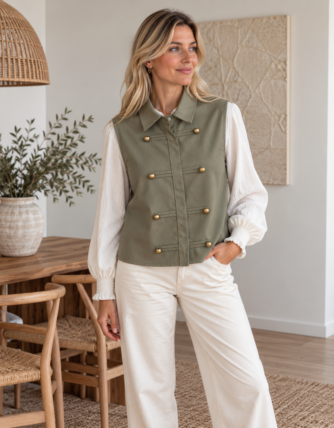 Vest Savella - Military – Militairgroen gilet