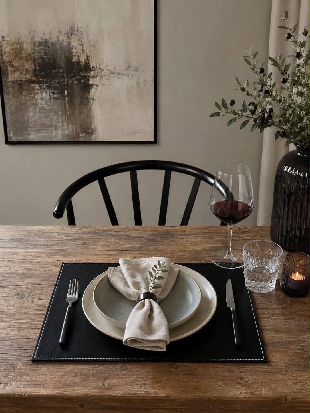 Placemat – Zwart 30x45 met witte stiknaad