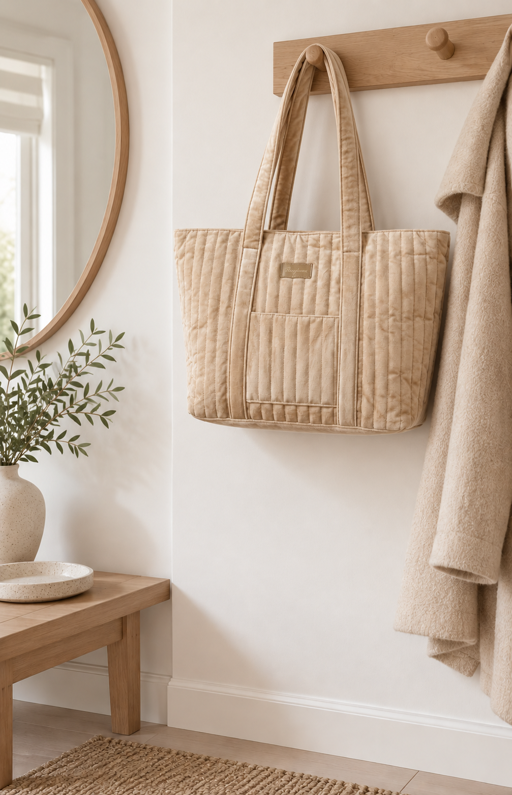 Shopper beige fluweel