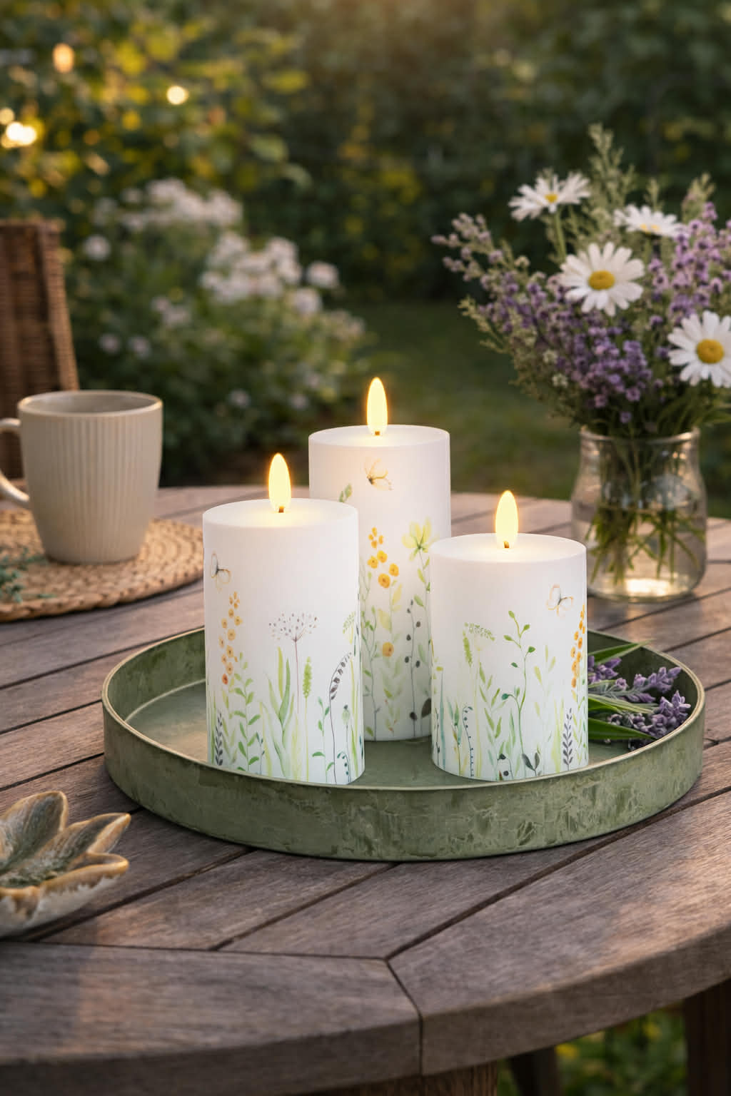 Outdoor Stompkaarsen Wild Flower - Set van 3 st.