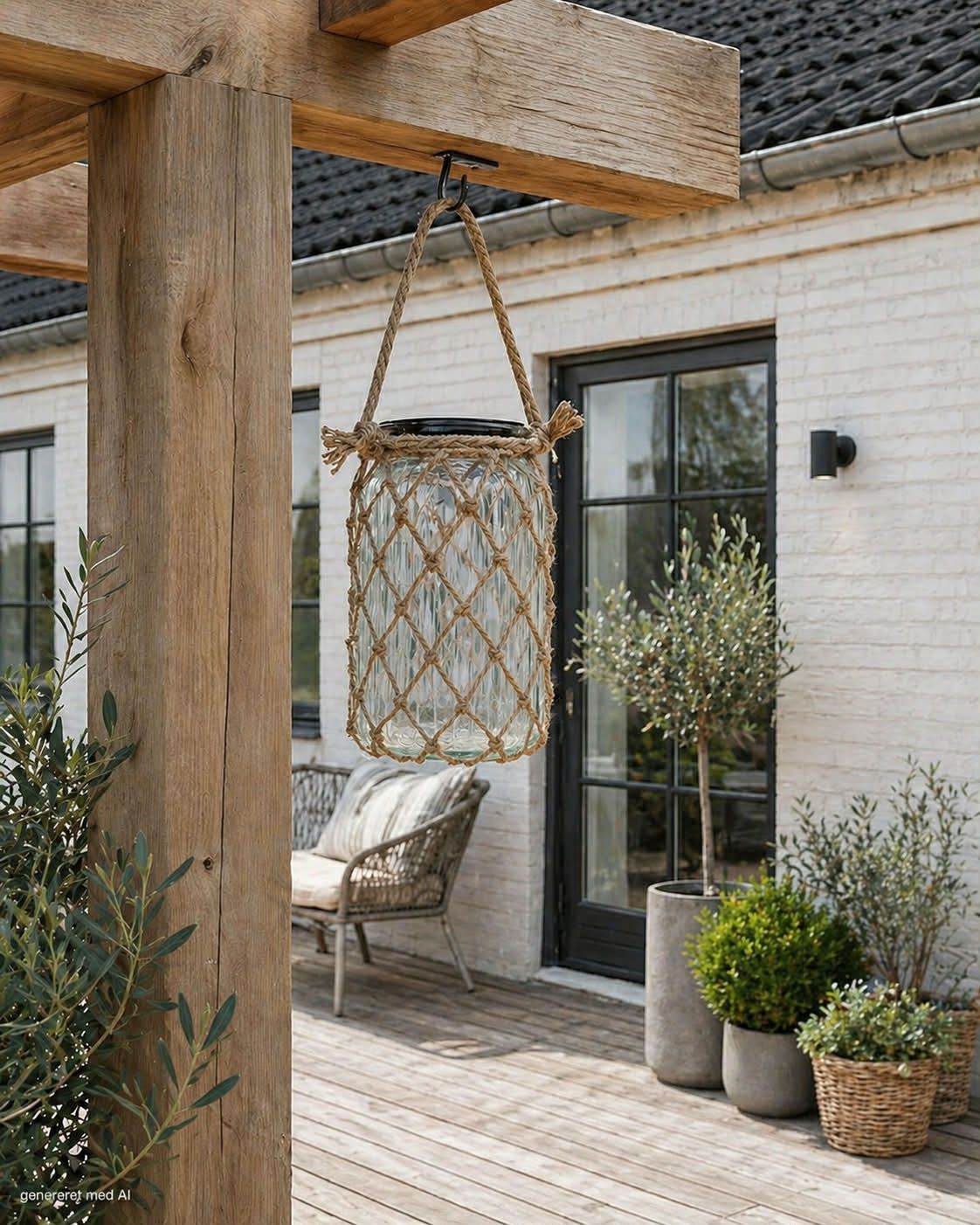 Solar lantaarn - Glas en jute