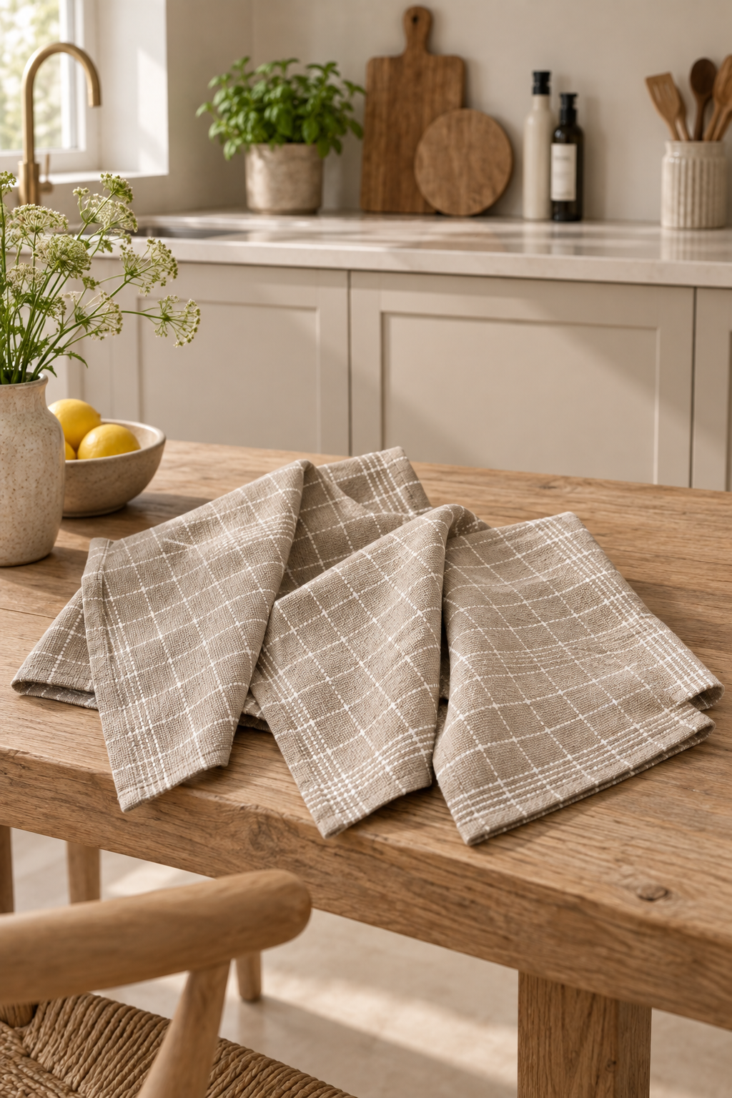 Theedoeken beige - set van 3