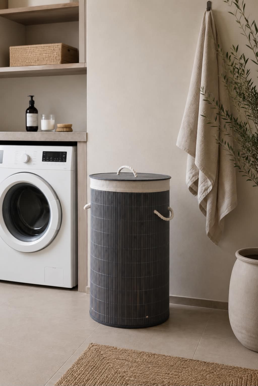 Wasmand van bamboe - Grijs