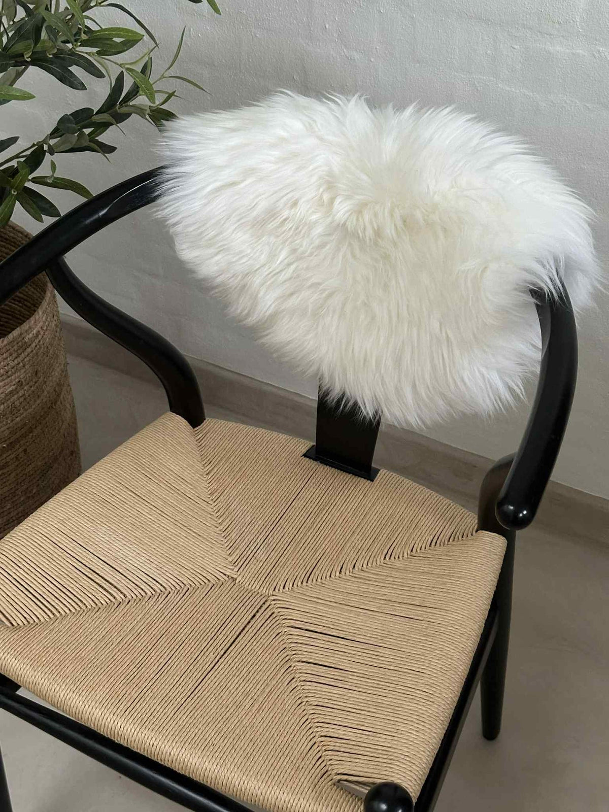 Zitkussen Ø 34 cm - Wit lamsleer