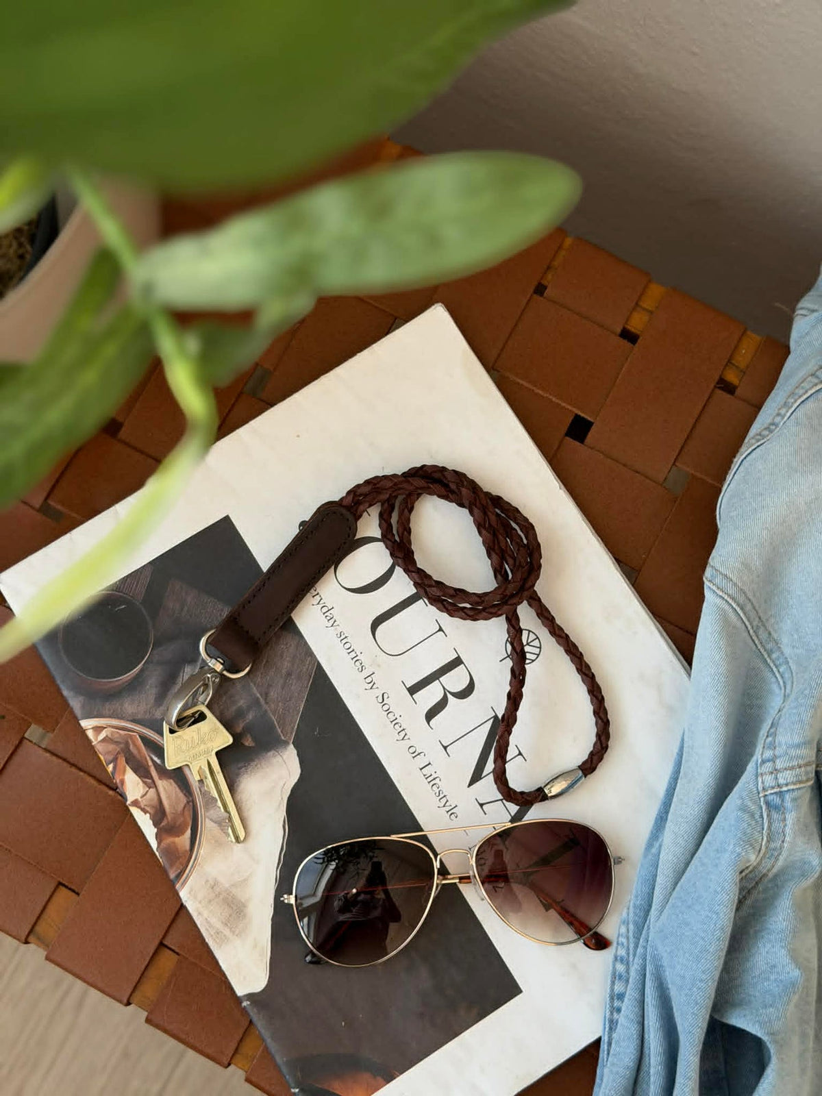 Sleutelhanger gevlochten - dark brown