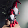Vilten kerstkabouter met telescopische benen - Rood en Grijs - Klein