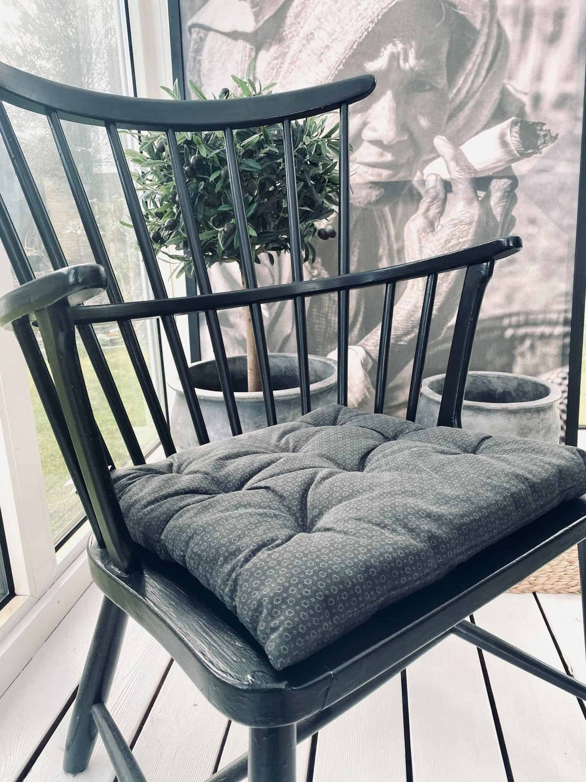 Futon hynde – Sort / grå – 40×40 - VIAMAJA.DK