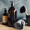 Gerecyclede fles met pomp - 1 l - Bruin glas