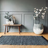 Vloerkleed van gevlochten leer - 70x140cm