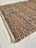 Vloerkleed van gevlochten leer en jute - Beige 70x140cm