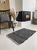 Vloerkleed van zwart leer met witte draad - 60x90cm