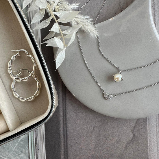 Halskæde Irina Sterling Silver - Hjerte m. Zirkoner - VIAMAJA.DK