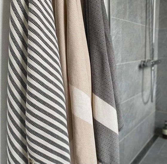 Hamam badehåndklæde – Diamond beige – 90x180 - VIAMAJA.DK