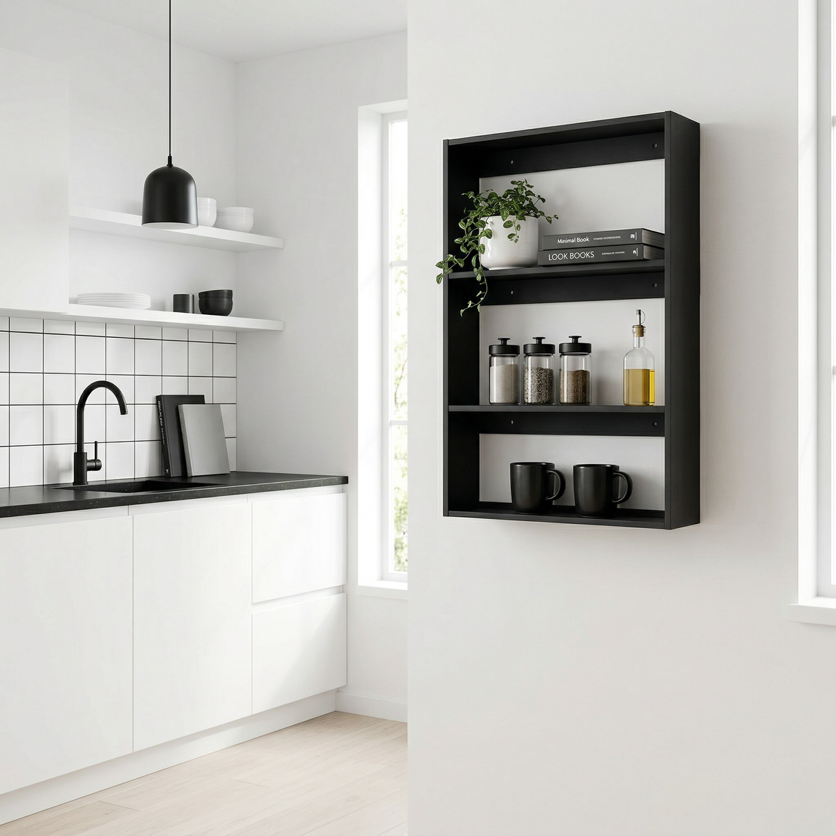 Plank met 3 planken - Black