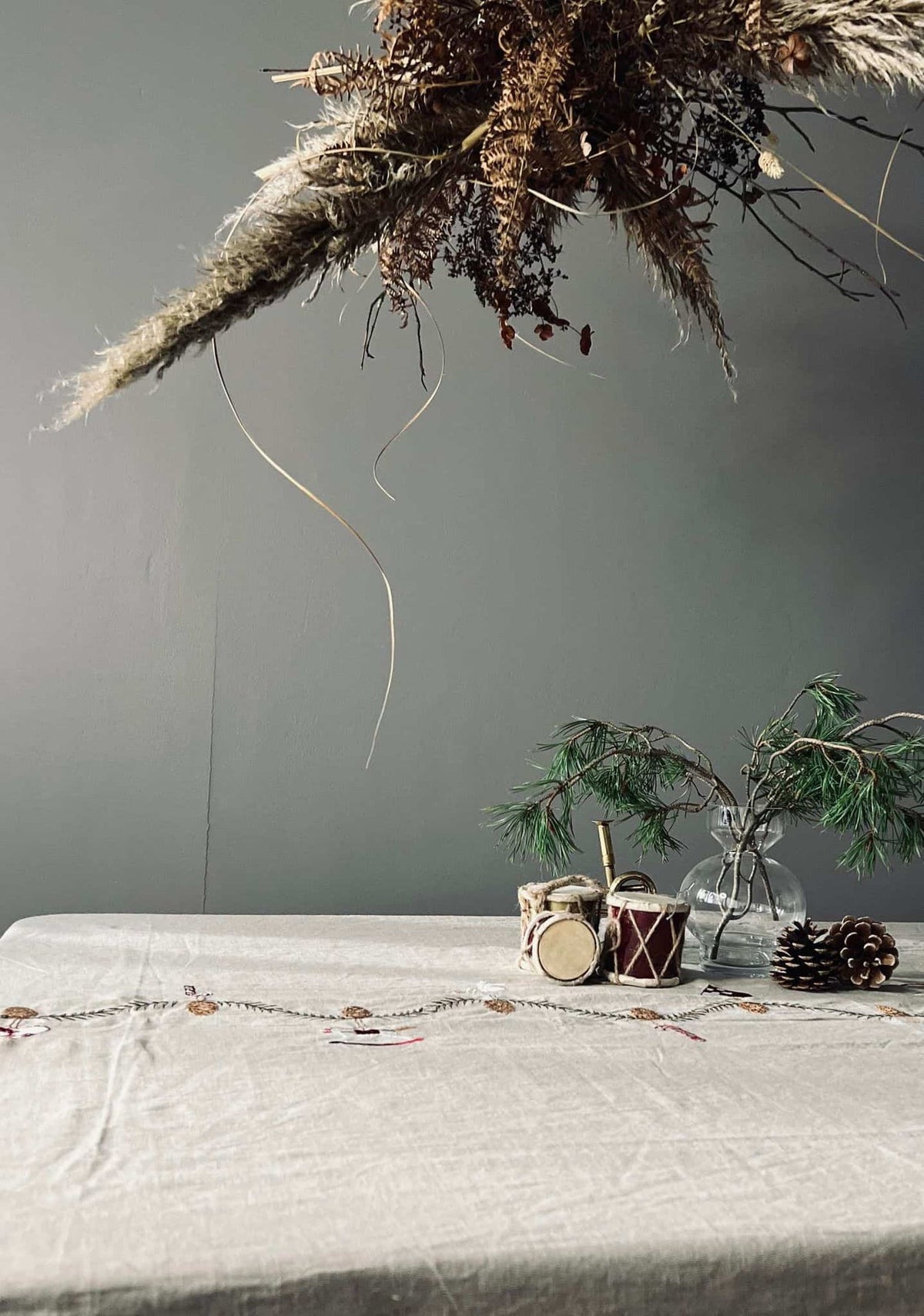 Juledug i hør mix - 140x240cm - VIAMAJA.DK