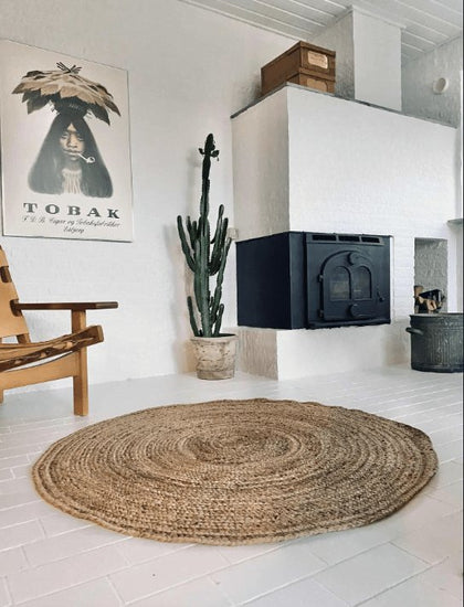 Jute gulvtæppe - Ø180cm - VIAMAJA.DK