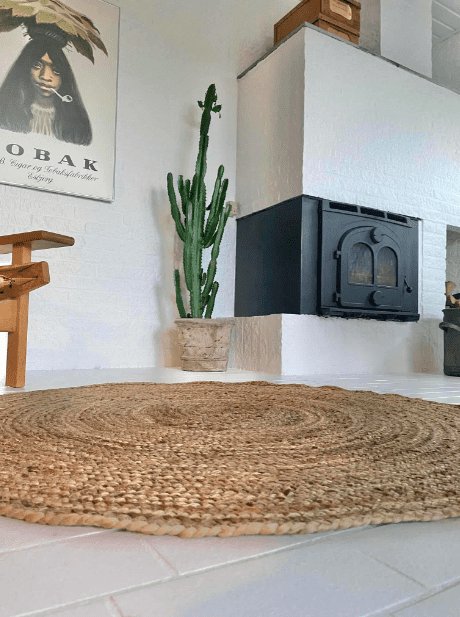 Jute gulvtæppe – Ø200cm - VIAMAJA.DK