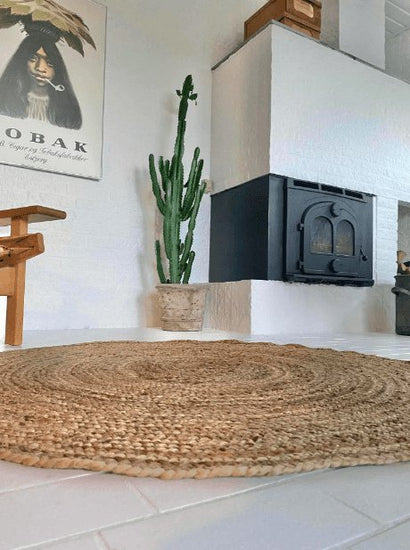 Jute gulvtæppe – Ø200cm - VIAMAJA.DK