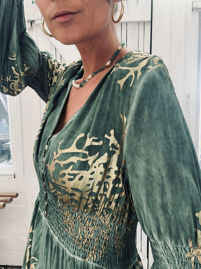 Kjole – Green / gold - VIAMAJA.DK