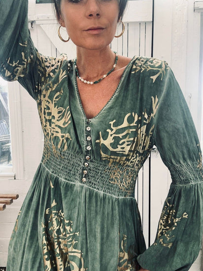 Kjole – Green / gold - VIAMAJA.DK