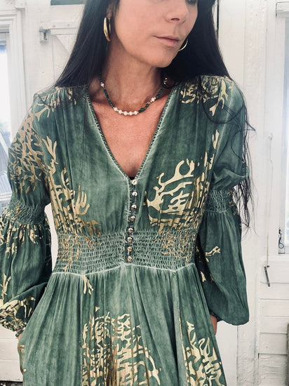 Kjole – Green / gold - VIAMAJA.DK