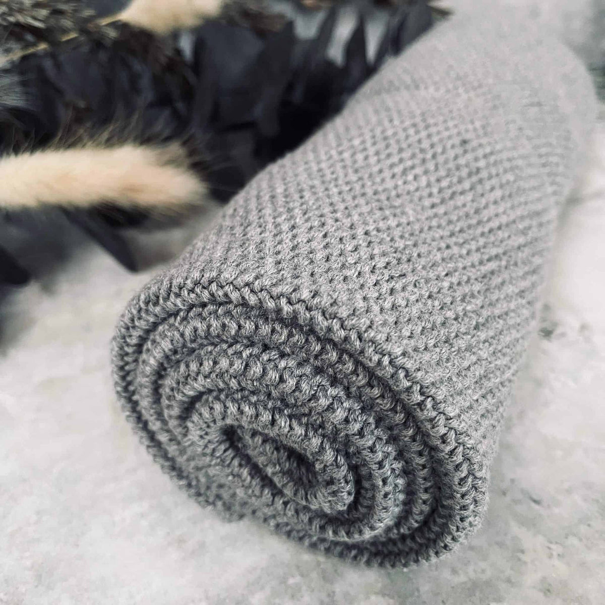 Køkkenhåndklæde strik 60×40 cm – Grå - VIAMAJA.DK